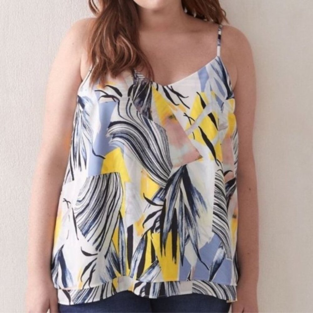 Addition Elle Women Multicolor All Over Print Sleeveless Blouse Top Plus Size 0X